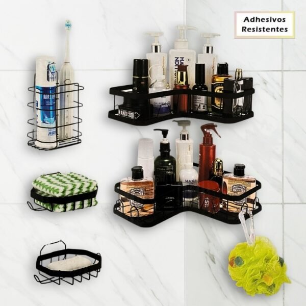Organizador Estante Ducha Esquinero Repisa Baño Adhesivo Set Por 5.