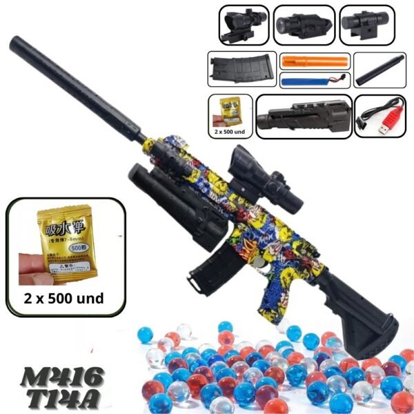 Juguete Pistola Electrica Hidrogel Con Bola De Gel M416 - T14A