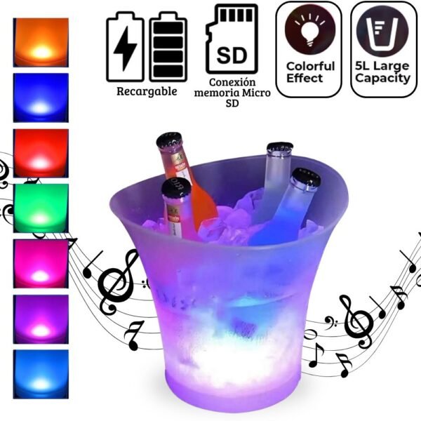 Hielera con Parlante 2 En 1 Recargable 5 litros RGB
