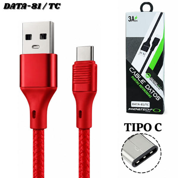 Cable De Datos Carga Rapida Acordonado Usb A Tipo C 3.0 A Alta Calidad Innovatech Data-81