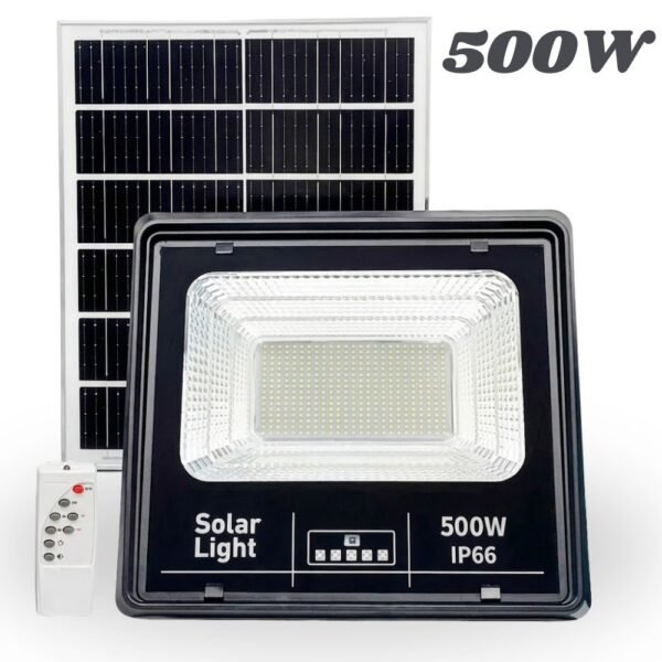 Lampara Solar Reflector Con Panel Solar Para Exterior 500W