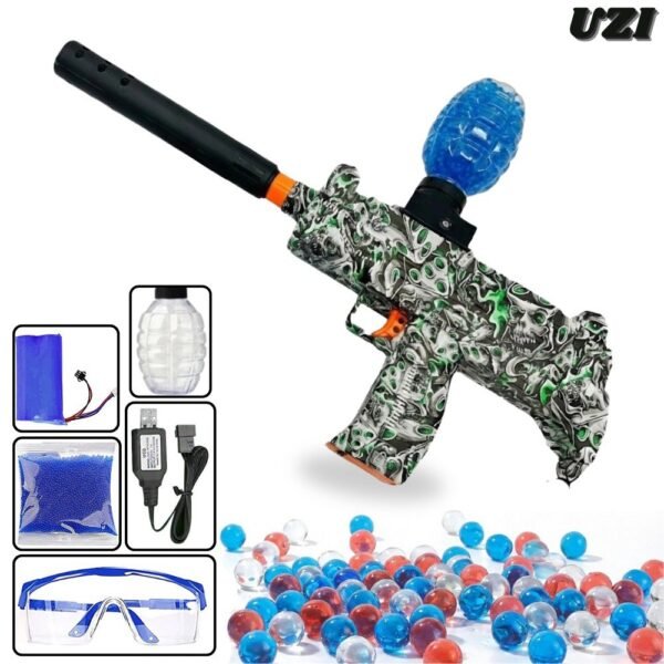 Juguete Pistola Electrica Hidrogel Con Bola De Gel Mini Uzi Verde