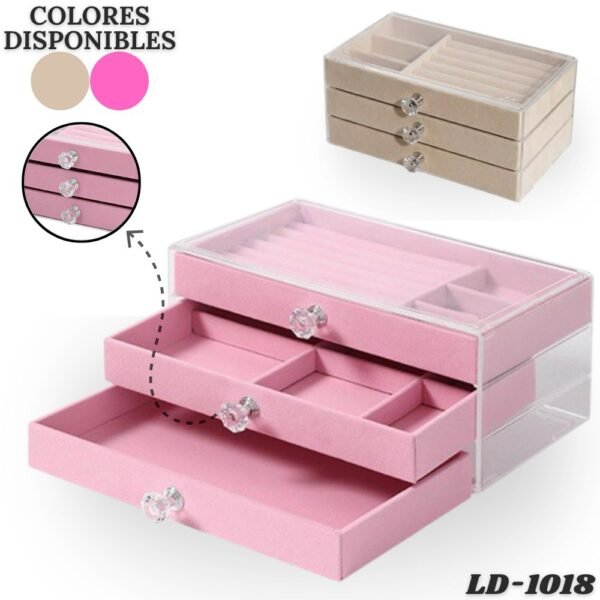 Joyero De Lujo Organizador De Joyas Acrilico Transparente 3 Niveles