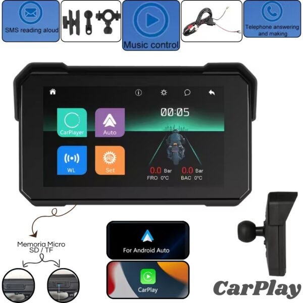 Pantalla CarPlay Para Motocicleta Dispositivo de Navegacion Portatil Moto