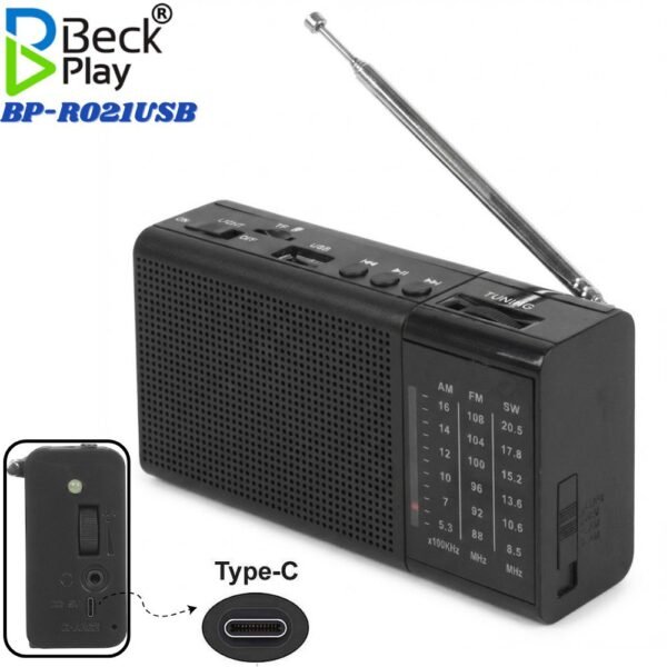 Radio Bolsillo Transistor 3 Bandas Am / Fm / Sw Recargable Tipo C BP-R021USB