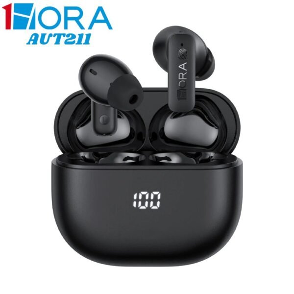 Audifonos Inalambricos Bluetooth 1hora Aut208 Con Cancelacion De Ruido Negro
