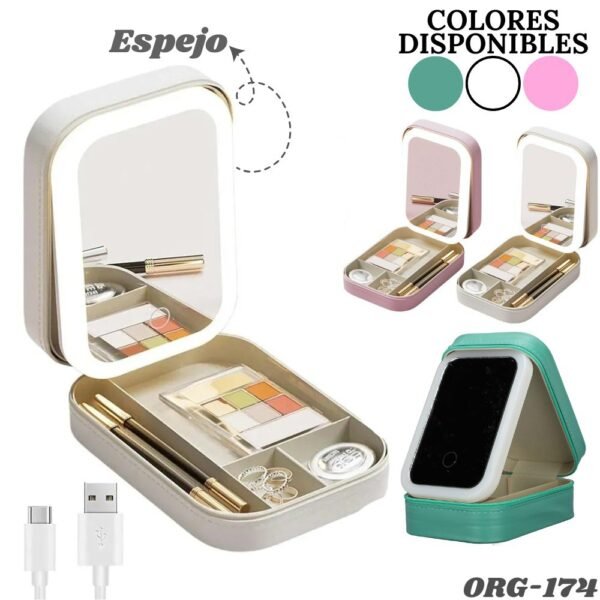 Joyero De Lujo Organizador Maquillaje Con Espejo Recargable Org-174