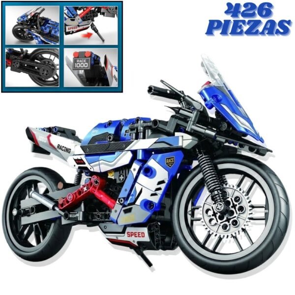 Armatodo Bloque De Construccion Moto Armable Motocicleta Azul