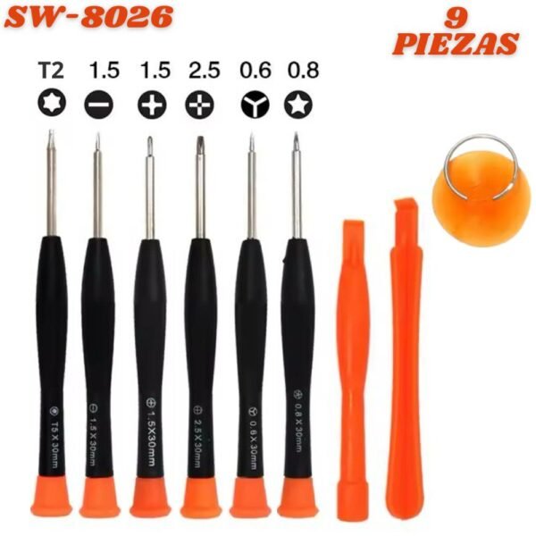 Kit De Destornilladores De Precision 9 Herramientas Manuales De Reparacion SW-8026
