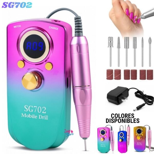 Pulidor De Uñas Electrico Recargable Kit Drill Profesional Manicure Sg-702