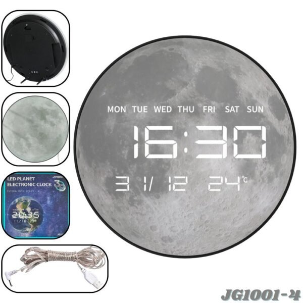 Reloj De Pared Electronico Led Digital Diseño Luna Llena JG1001-4