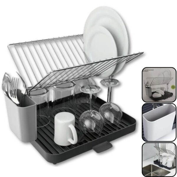 Escurridor De Platos 2 Niveles Plastico Ahorrador Organizador De Espacio Para Loza