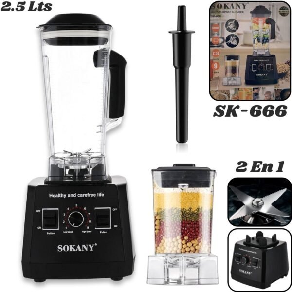 Licuadora Multifuncional 2 En 1 Sokany 5000w 2.5 Litros SK-666