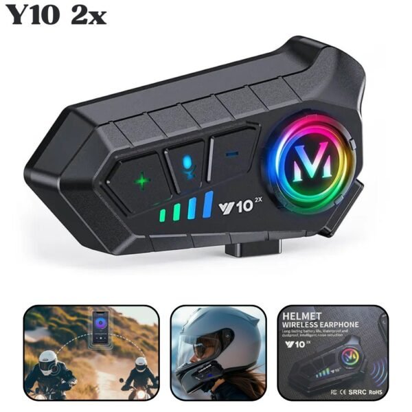 Intercomunicador Para Casco Moto Bluetooth Y10 2x Recargable