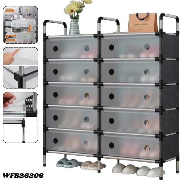Closet Gabinete Plegable Zapatero Organizador De Zapatos 5 Niveles Doble WFB26206