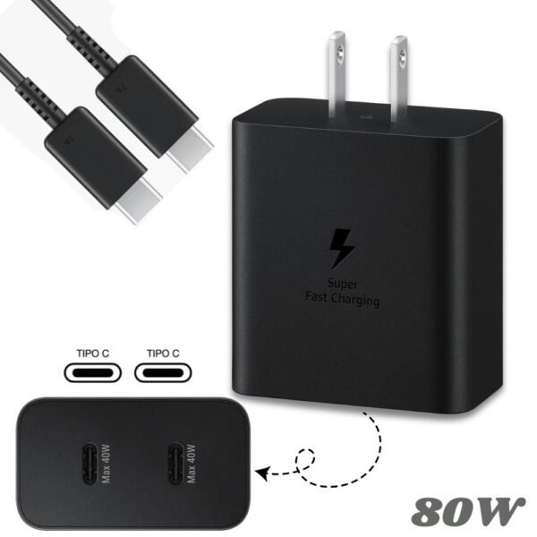 Cargador De Pared Tipo C Carga Rapida 80w Samsung Generico