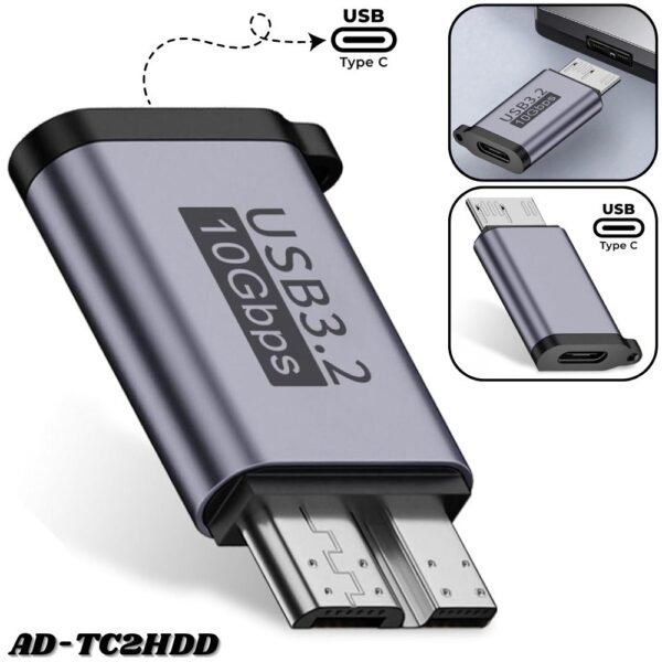 Adaptador Convertidor Tipo C a Entrada de Disco Duro Micro-B