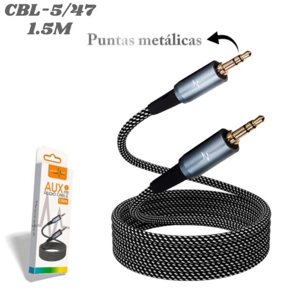 Cable Auxiliar 1 X 1 Estereo Plug 3.5mm 1.5 Metros CBL-5/47