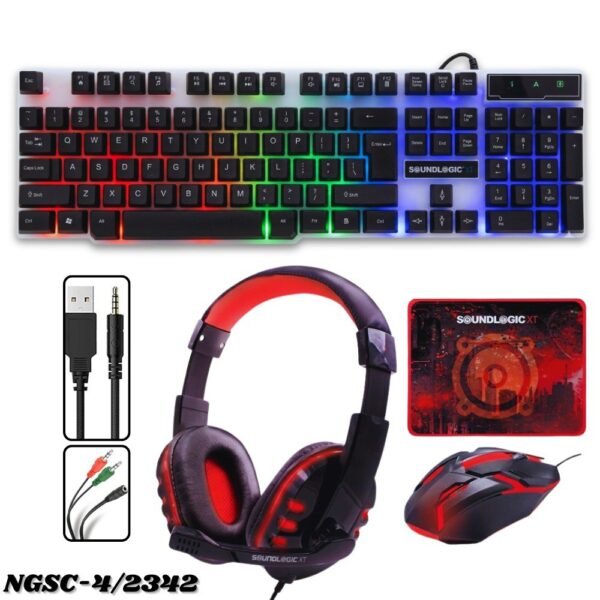Combo Gamer Teclado Mouse Mousepad Diadema Soundlogic Kit Gamer 4 En 1