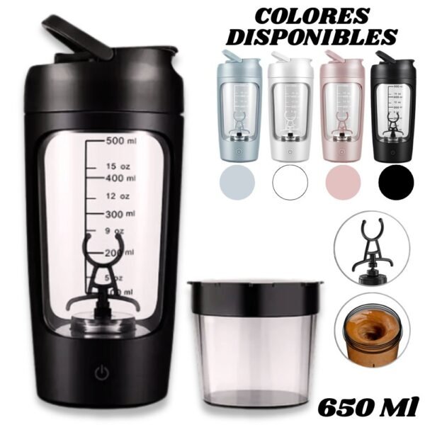 Termo Botella Vaso Mezclador Portatil Recargable 650ml