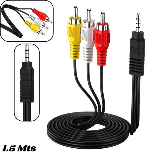 Cable Adaptador De Audio Rca 3X1 1.5 Metros