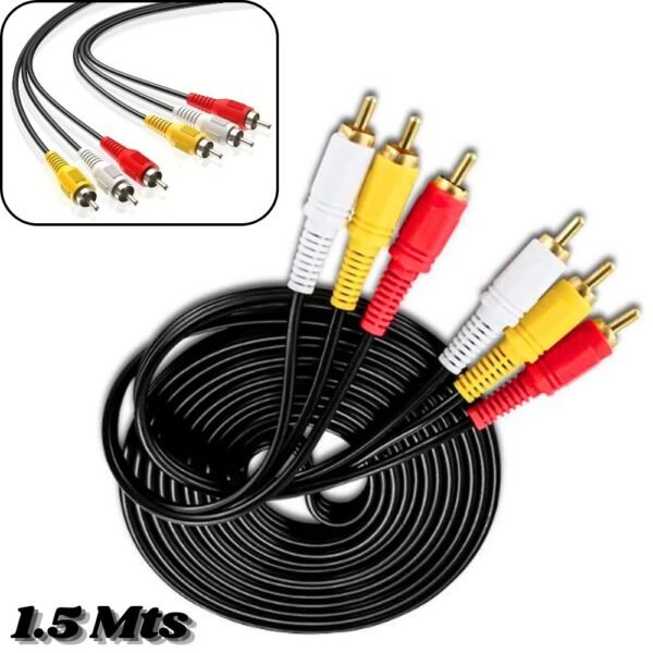 Cable Adaptador De Audio Y Video Rca 3X3 1.5 Metros