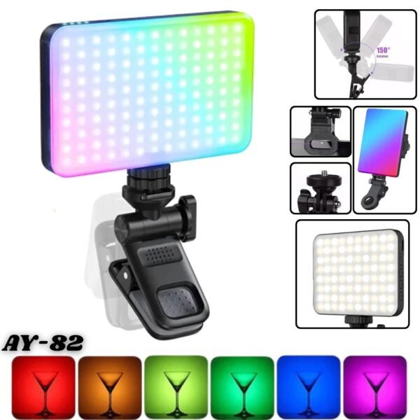 Lampara Luz Led De Fotografia Rgb Recargable Con Soporte Clip Ay-82