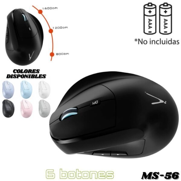 Mouse Inalambrico Vertical Ergonomico Ms-56