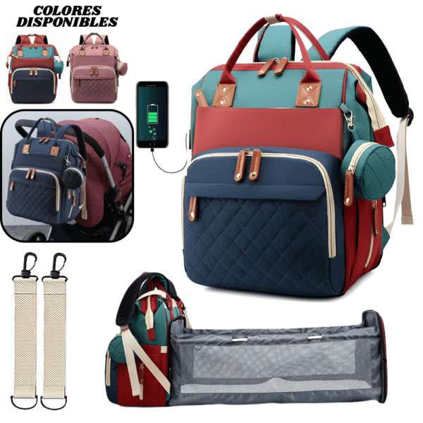 Bolso Morral Pañalera Con Cambiador Portatil Mochila 3 En 1