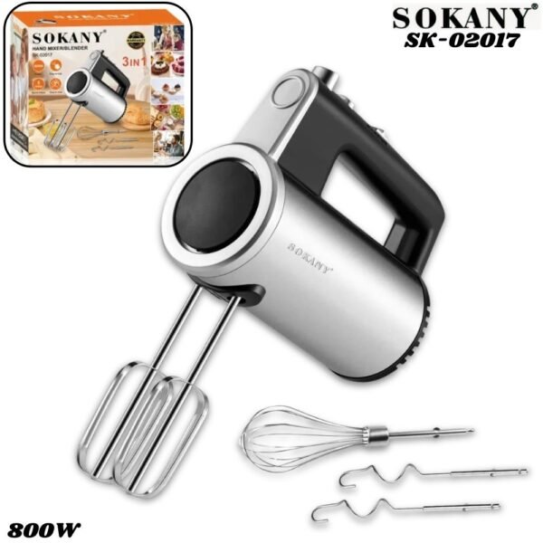 Batidora De Mano Electrica Sokany 3 En 1 Multifuncion 5 Velocidades 800W