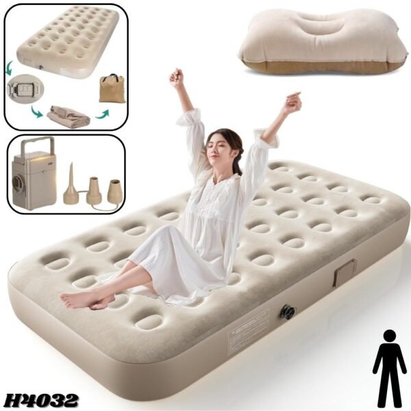 Colchon Inflable Con Bomba Integrada Con Almohada Colchoneta Para Acampar H4032