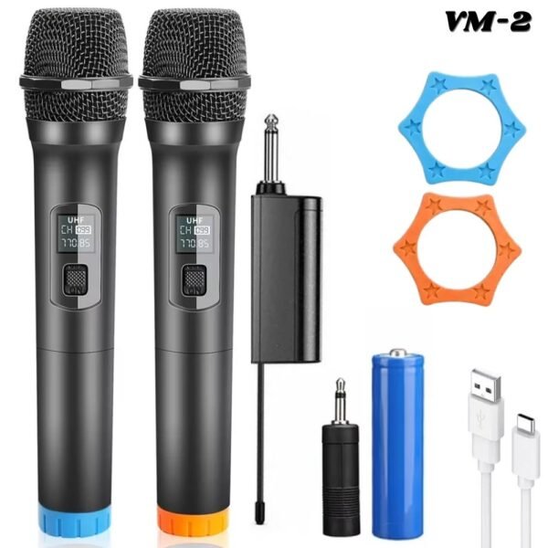 Microfono Karaoke Inalambrico X2 Receptor Universal Recargable Vm-2