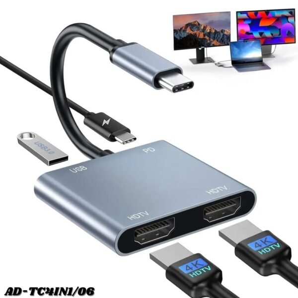 Adaptador Convertidor Multipuerto Tipo C 4 En 1 Hub Tipo C