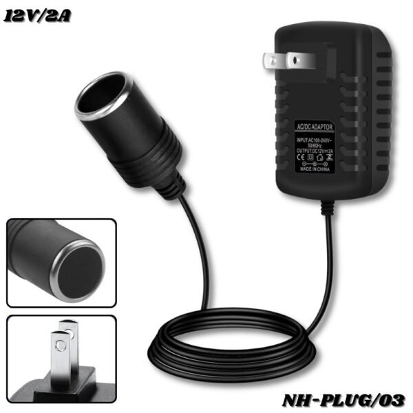 Cable De Poder Adaptador Convertidor De Corriente a Encendedor Salida 12V 2A