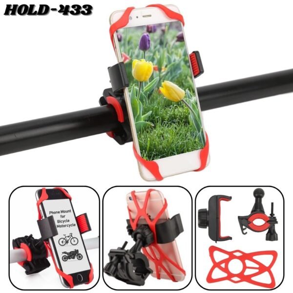 Holder Soporte Porta Celular Para Moto Bicicleta Con Red de Silicona Para Manubrio Ajustable Hold-433