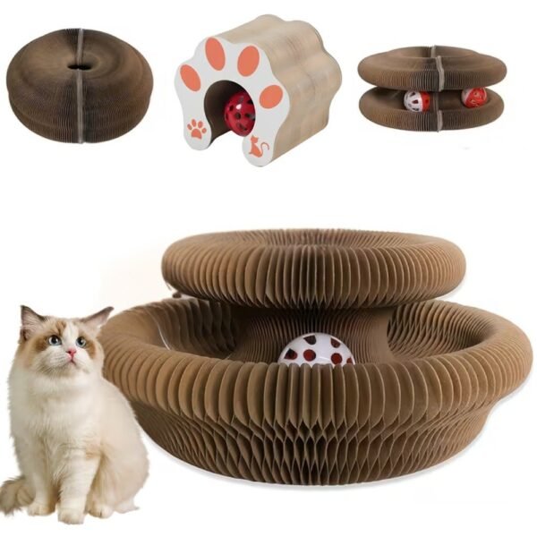 Juguete Rascador de Carton Plegable para Gatos Tipo Acordeon