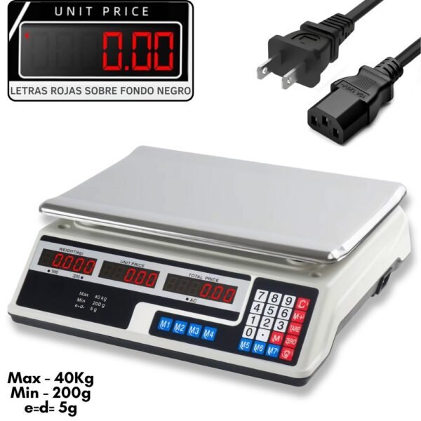 Bascula Balanza Digital Comercial 40kg Con Pantalla LED