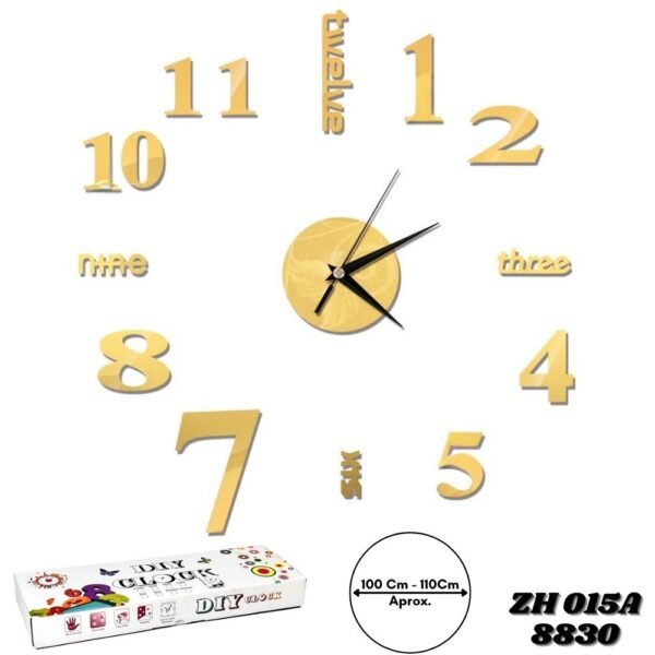 Reloj De Pared Analogo 3D Sin Marco Con Pegatinas ZH 015A