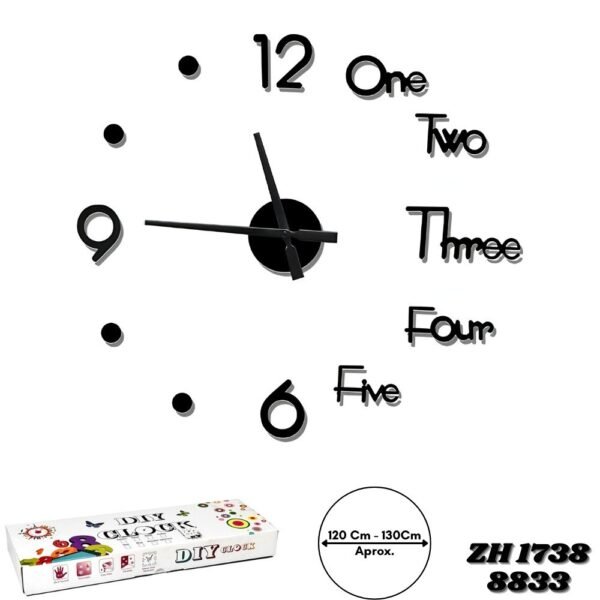 Reloj De Pared Analogo 3D Sin Marco Con Pegatinas ZH 1738 Negro