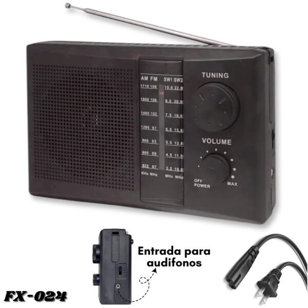 Radio Multibandas Am Fm Usb Sw1 Sw2 Corriente Electrica FX-024