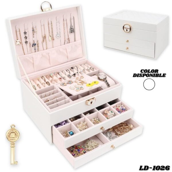 Joyero De Lujo Organizador De Joyas 3 Niveles Con Llave