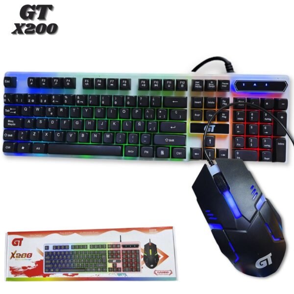 Combo Teclado Y Mouse Gamer GT Alambrico X200 Rgb Usb Gaming Keyboard
