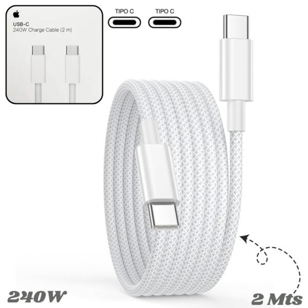 Cable De Carga Tipo C A Tipo C 240w Generico Para Iphone Carga Rapida 2 Metros