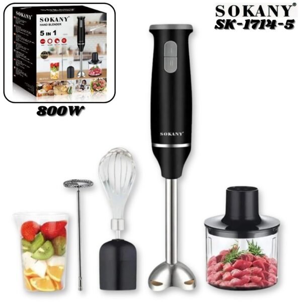 Batidora De Inmersion Trituradora Electrica Sokany 5 En 1 800w Sk-1714-5