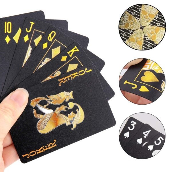 Juego De Mesa Interactivo Baraja Cartas Negras Calavera Dorada Poker De Lujo