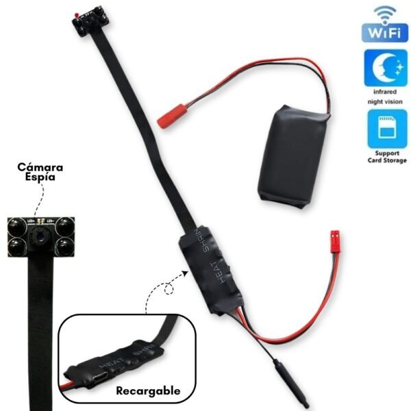 Cinta Camara Espia Oculta Wifi Videocamara Con Vision Nocturna Portatil Recargable