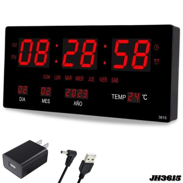 Reloj De Pared Despertador Electronico Led Digital Jh3615
