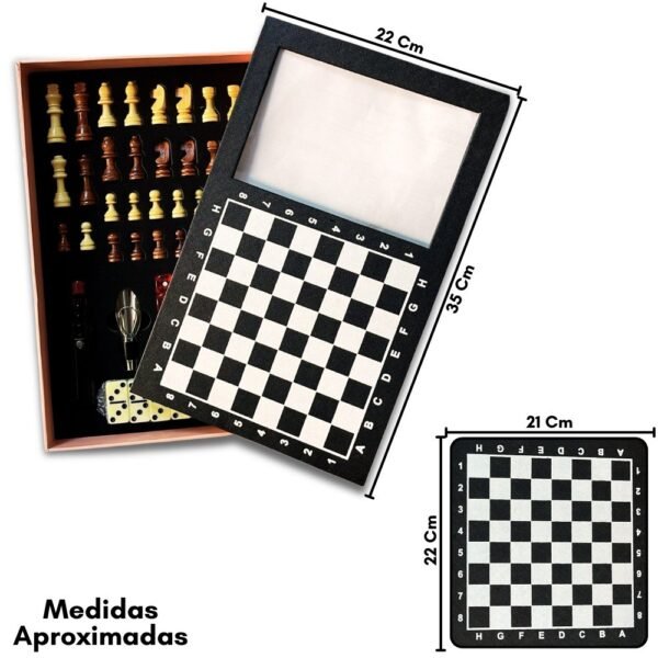 Set Ajedrez Juegos de Mesa Domino Cartas Accesorios de Vino Sacacorcho Todo en Uno