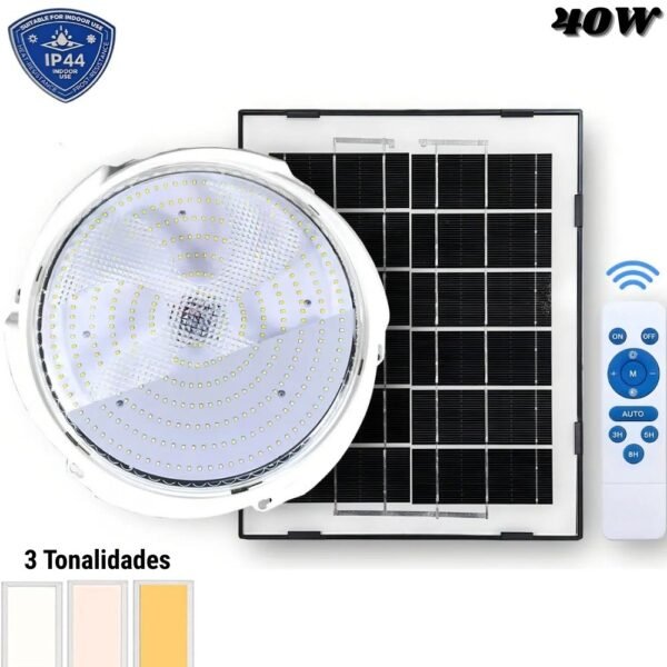 Lampara Solar Reflector Con Panel Solar Para Exterior 40w