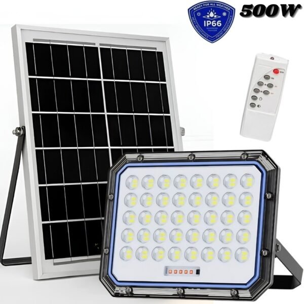 Lampara Solar Reflector Con Panel Solar Para Exterior 500w